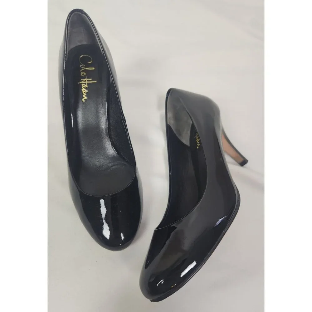 Cole Haan Women's Sz. 7B Black Patent Leather Round Toe Pumps - Picture 1 of 8